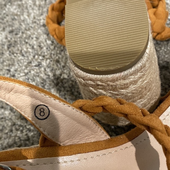 Light Brown Wedge Heels w/ Ankle and Heel Strap - Size 8 - Picture 5 of 5